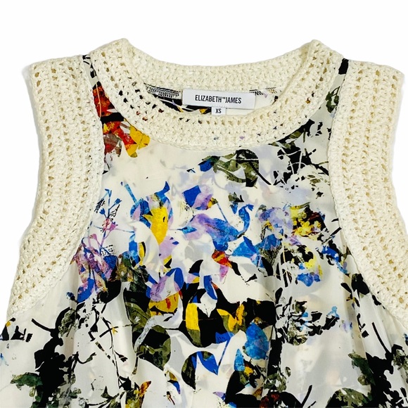 Elizabeth & James Top XS Silk Crochet Boho Floral - Picture 2 of 9